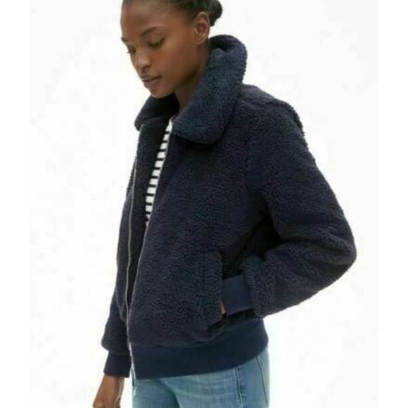 Gap Navy Teddy Bomber Jacket - Picture 1 of 3